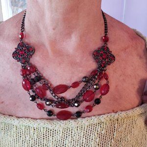 red and black beaded necklace